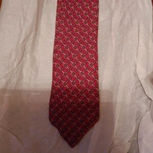 VINTAGE HERMES RED & GOLD SILK TIE